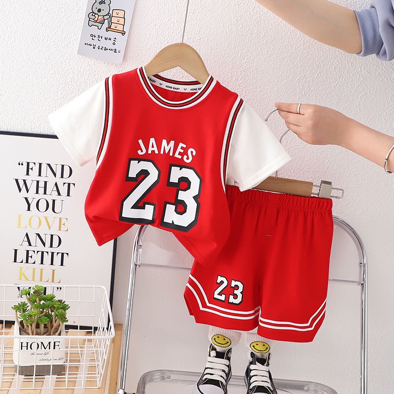 2Pcs Set Summer Basketball Jersey Clothes Children Sports Suit