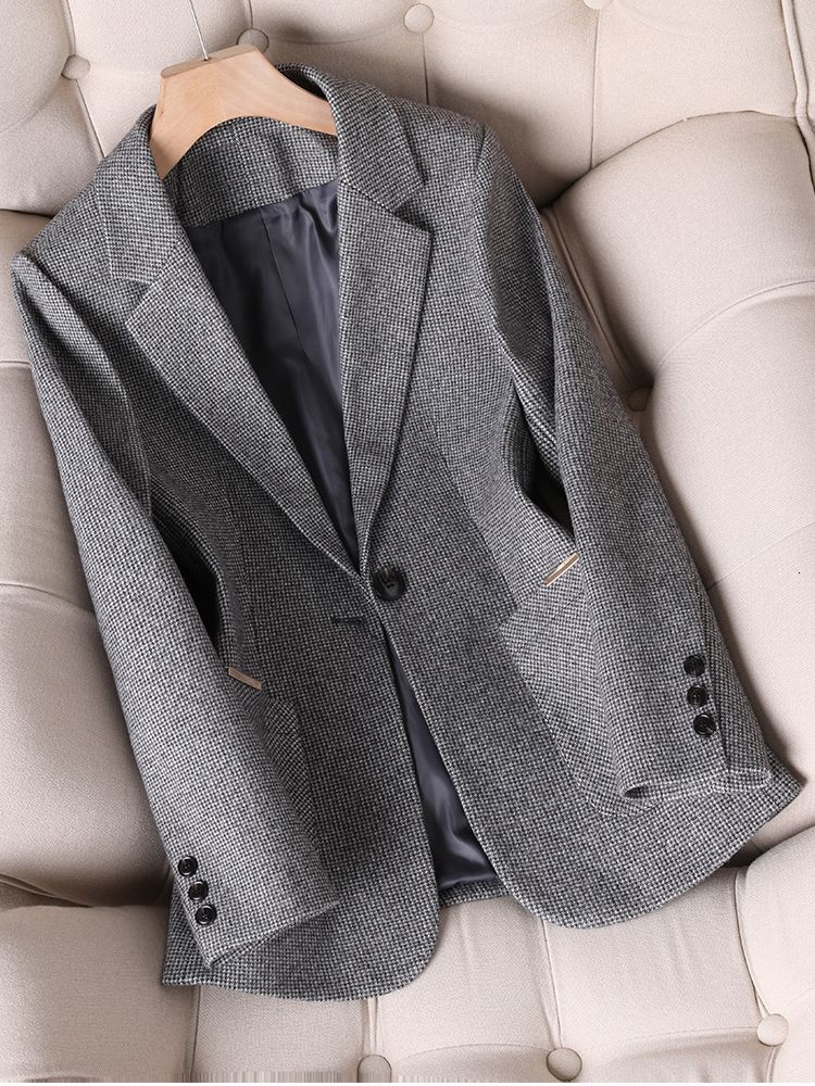 Blazer plaid grigio