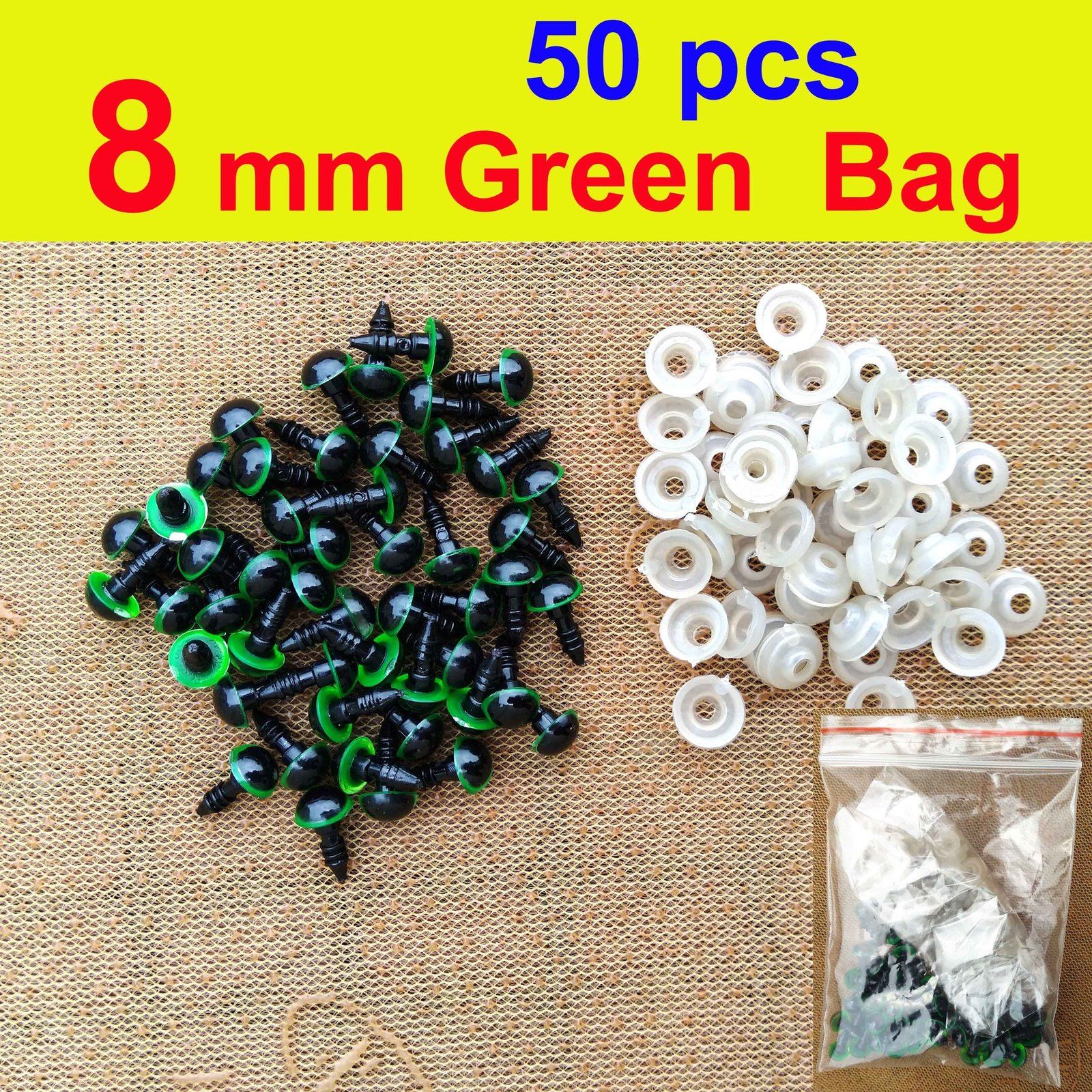 50 pcs 8mm Green-one Taille