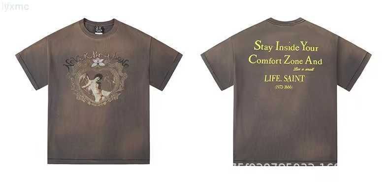 Mens T Shirts Saint Michael Heart Box Angel Made Old Short Sleeve