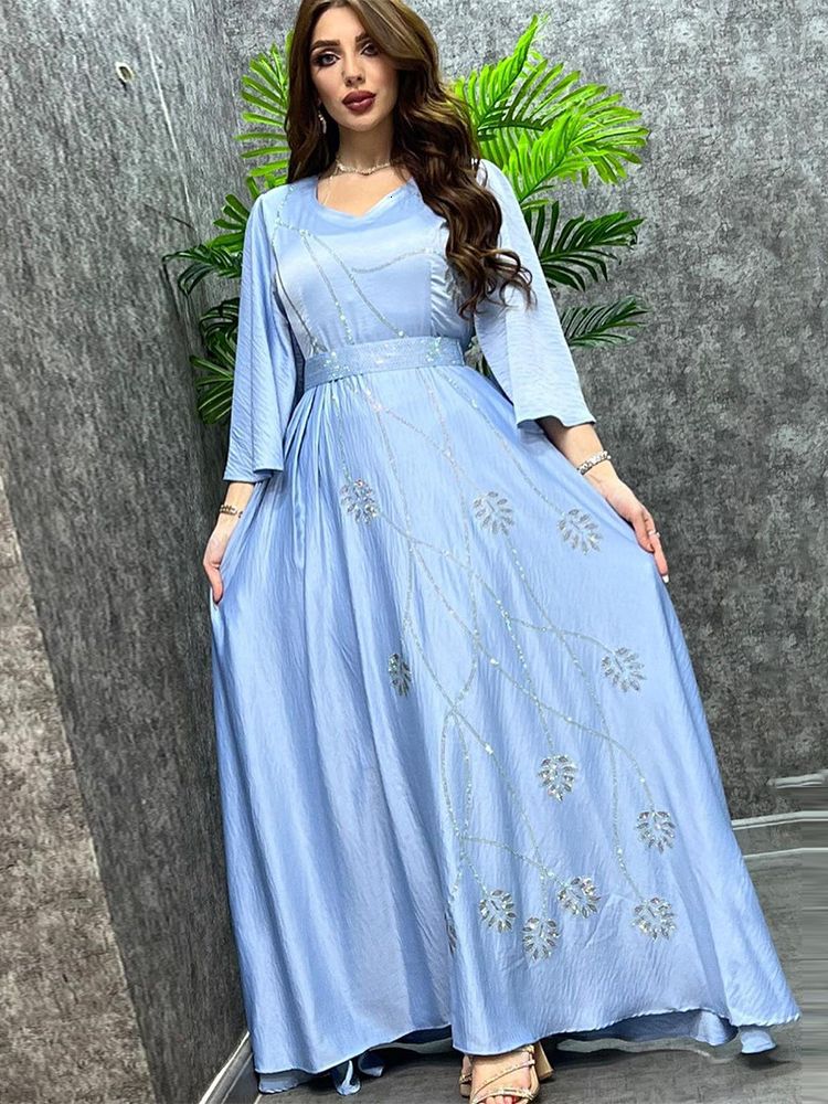 Dark Pastel Blue cotton ethnic dresses for women | Kiran's Boutique-megaelearning.vn