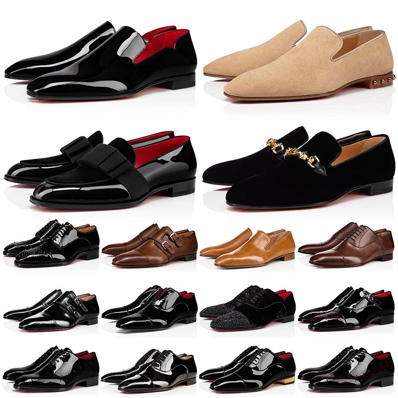 with Box Red Bottoms Loafers Mens Dress Shoes Pointed Toe Black