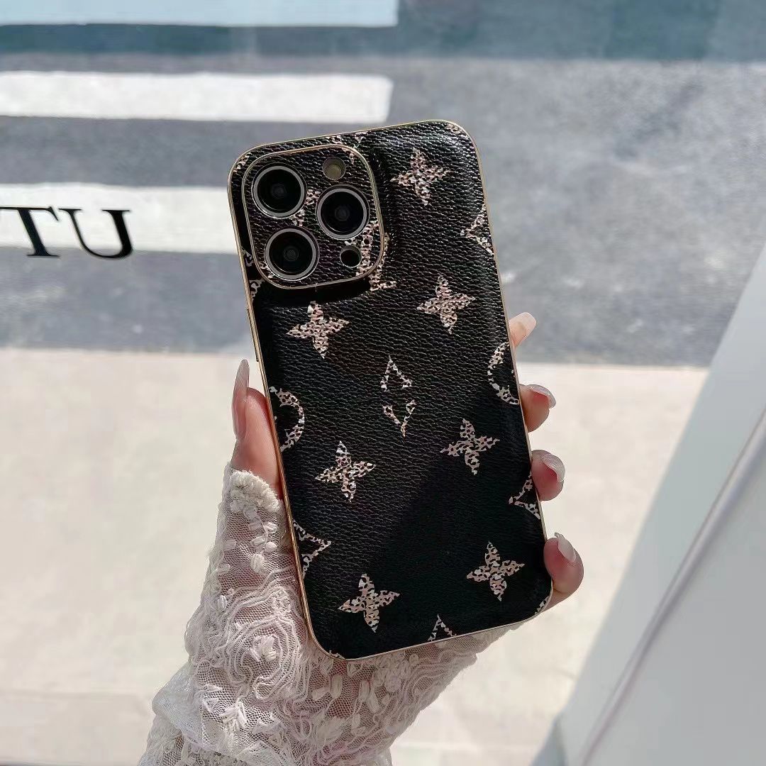 L-v Funda Para iPhone 11 12 13 14 Pro Max Cuero