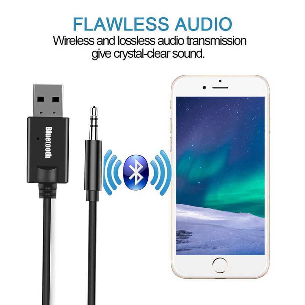 3.5mm voiture sans fil USB Bluetooth Aux Audio stéréo musique haut