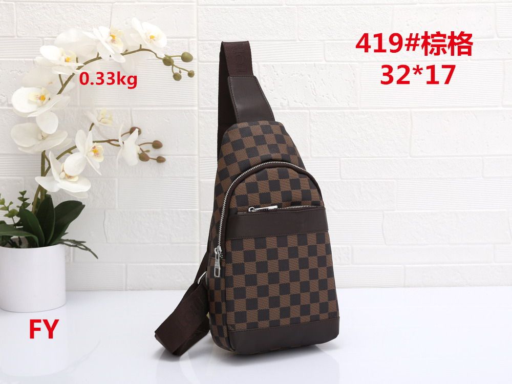 Men Shoulder Crossbody Bag Fashion Luxury Plaid Designer Leather