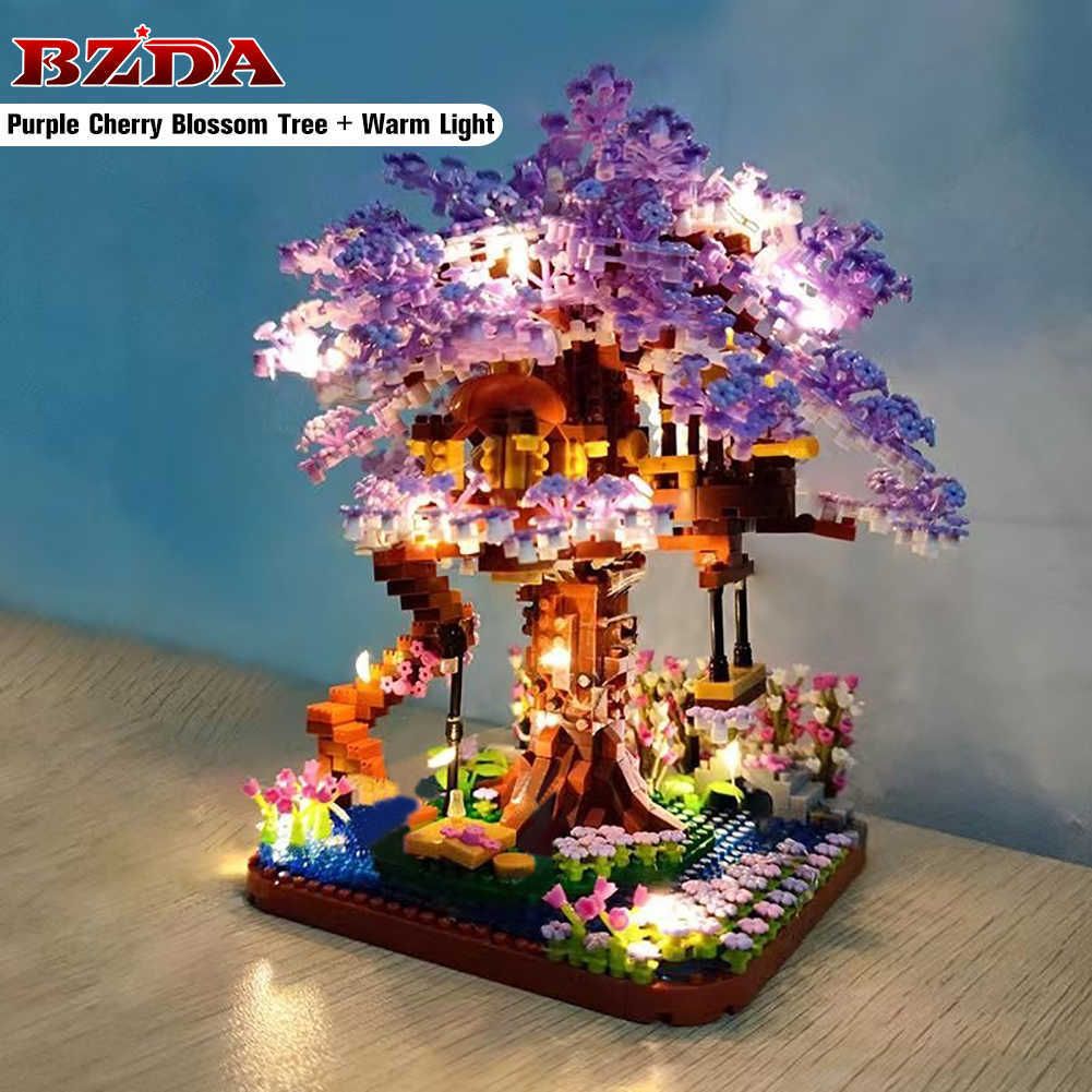 Flor de cerejeira Casa De Árvore Edifício Brinquedo Do Tijolo