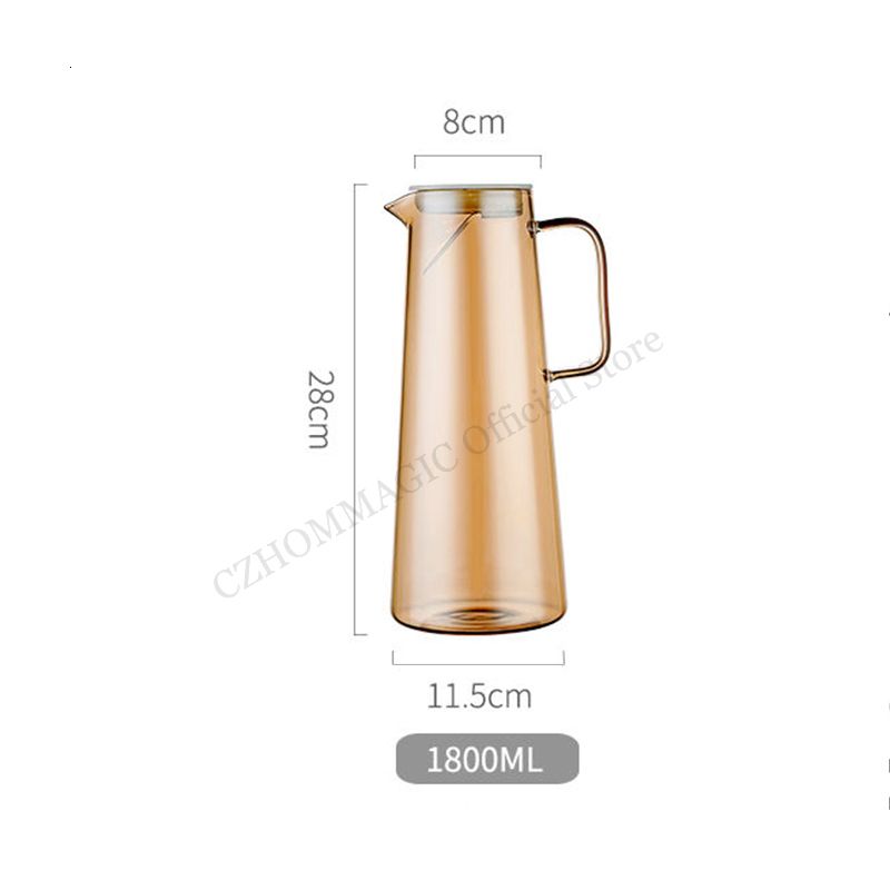 1.8L Glass Water Pitcher with Handle Heat Resisttant Cold Hot Kettle  Large-capacity Tea Pot Water Bottle Juice Jug Gray Amber