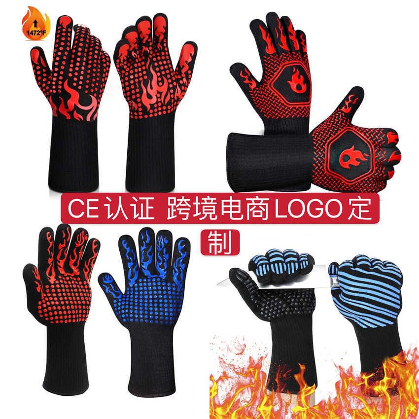 COOK-Gant Barbecue Gant Anti Chaleur Gants de Four Jusqu'à 800C