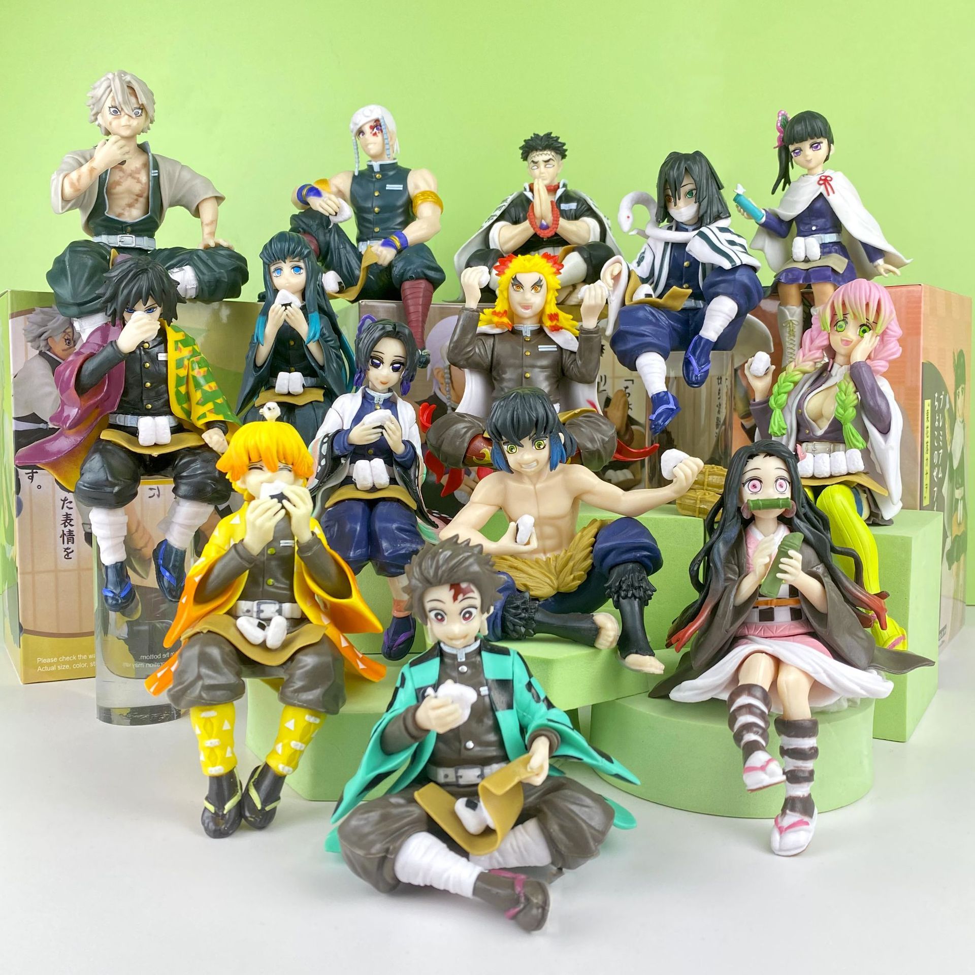 Demon Slayer Figure Anime Nezuko Tanjirou Shinobu Zenitsu Hashibira Inosuke Eat  Rice Balls Pvc Action Figurine Kimetsu No Yaiba - Action Figures -  AliExpress