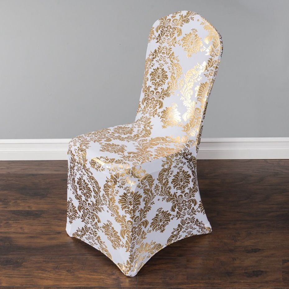 Gold Damask-Spandex Chair Cover