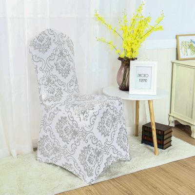 Silver Flower-Spandex Chair Cover