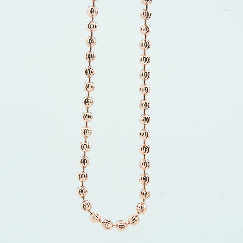 Ketten 1 stücke 4mm Rose Gold Farbe Perlen Lange Damen Halskette Schnitzen W Verschluss Schmuck 60cm_voghion.com