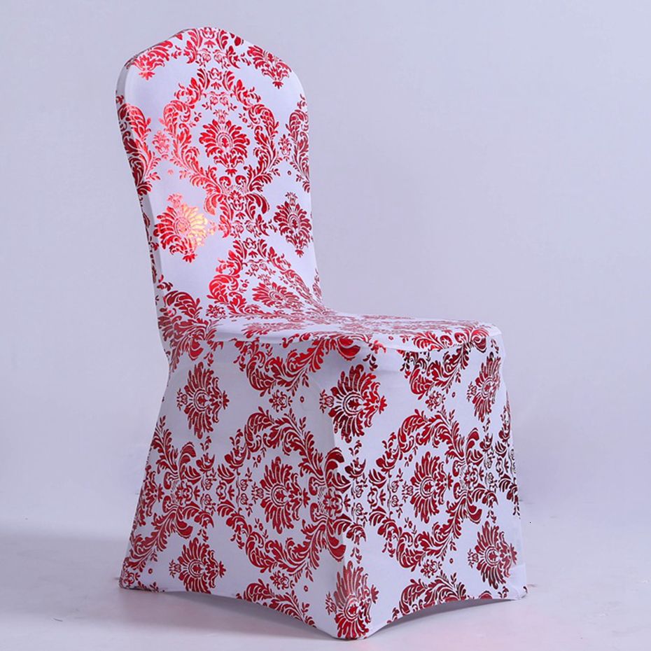 Red Damask-Spandex Chair Cover