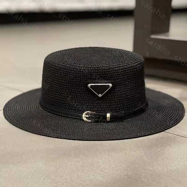 Cappello di paglia nera con cintura nera