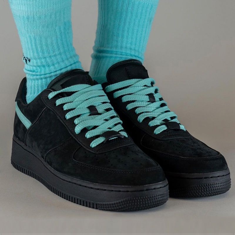 Nike air force 1 low black turquoise clearance blue