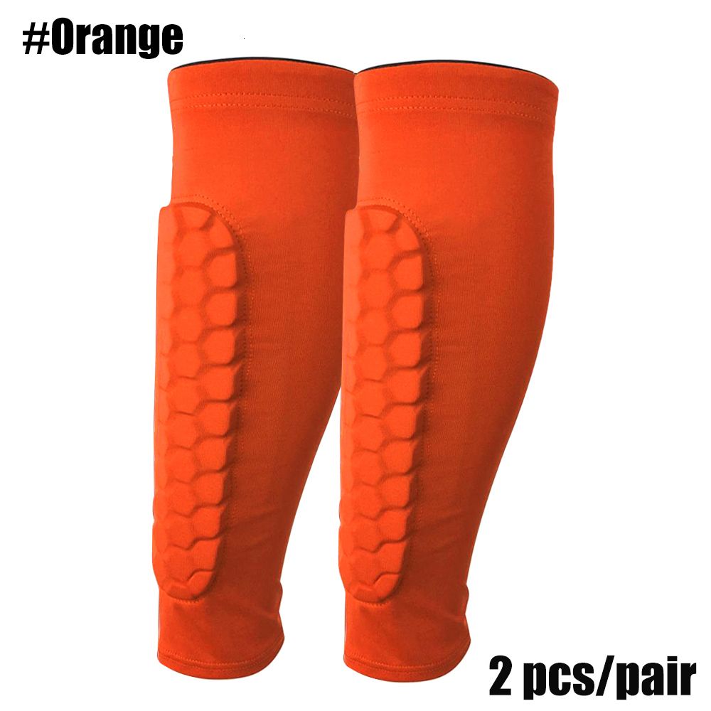 2 Orange Shin Pads-XL