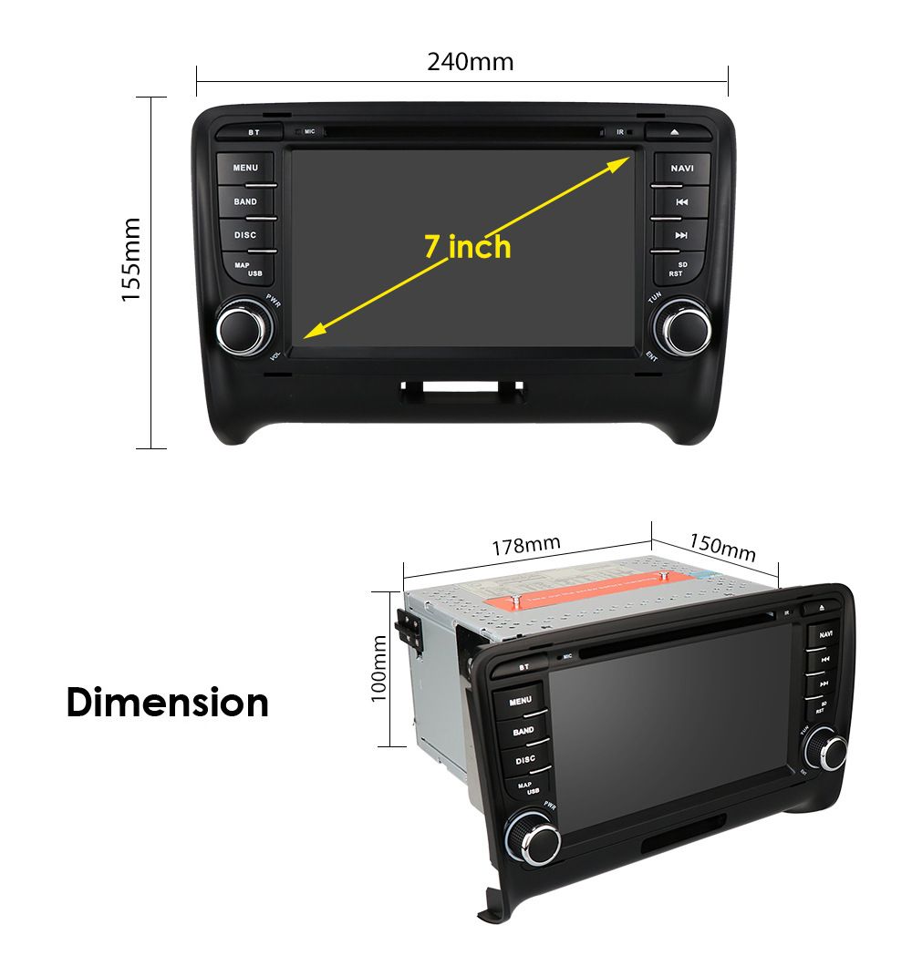 7 Inch 16G Car Dvd Radio Player Android Head Unit For Audi TT GPS