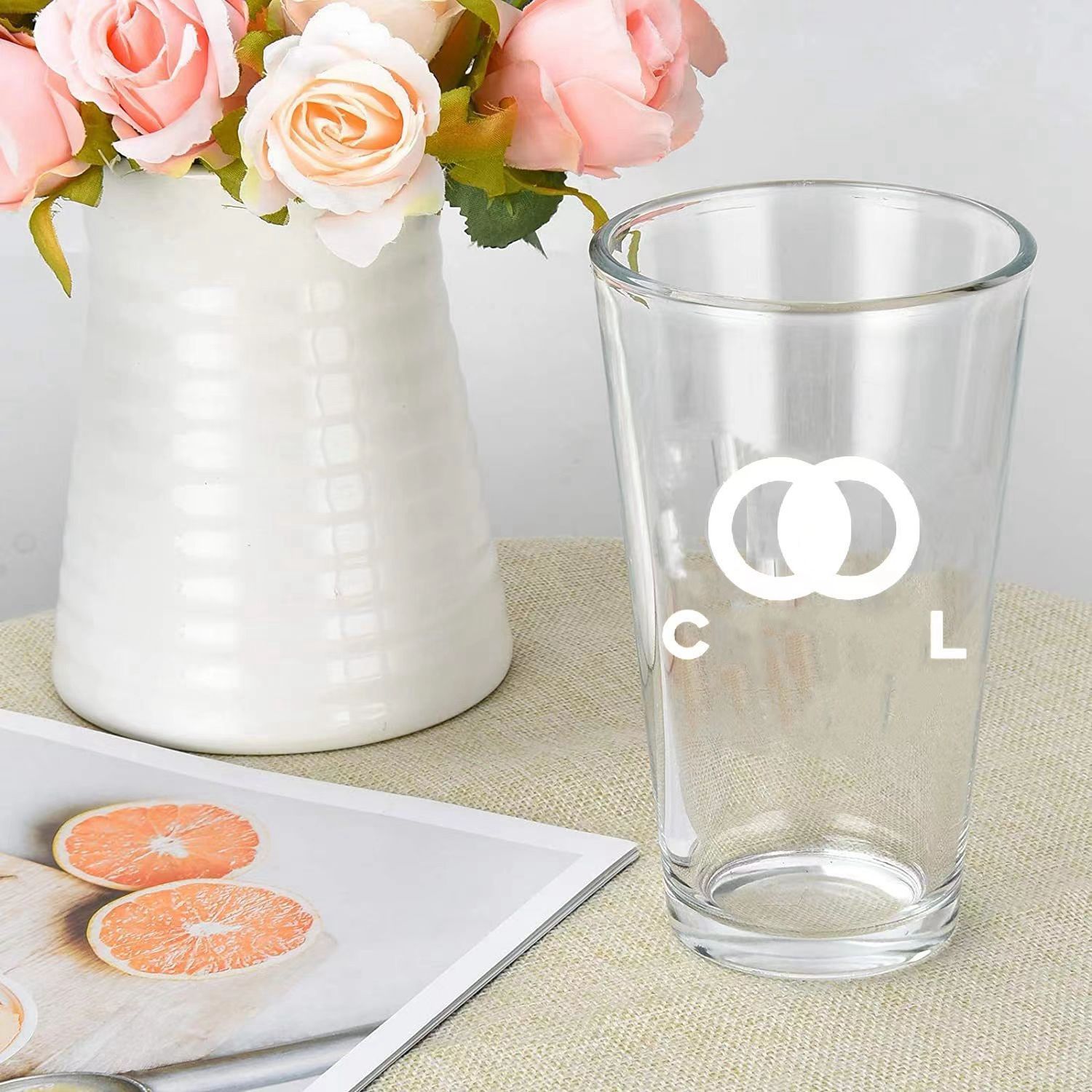 Glass cup white