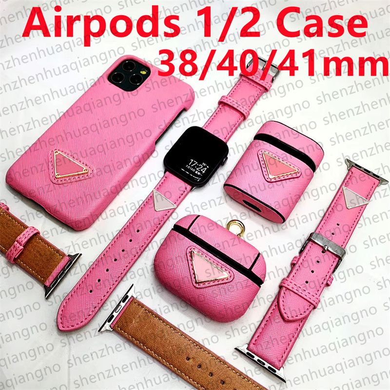 Pink 38/40/41mm Airpods 1/2 Case +Phone
