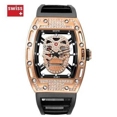 rose gold skull tide watch made in