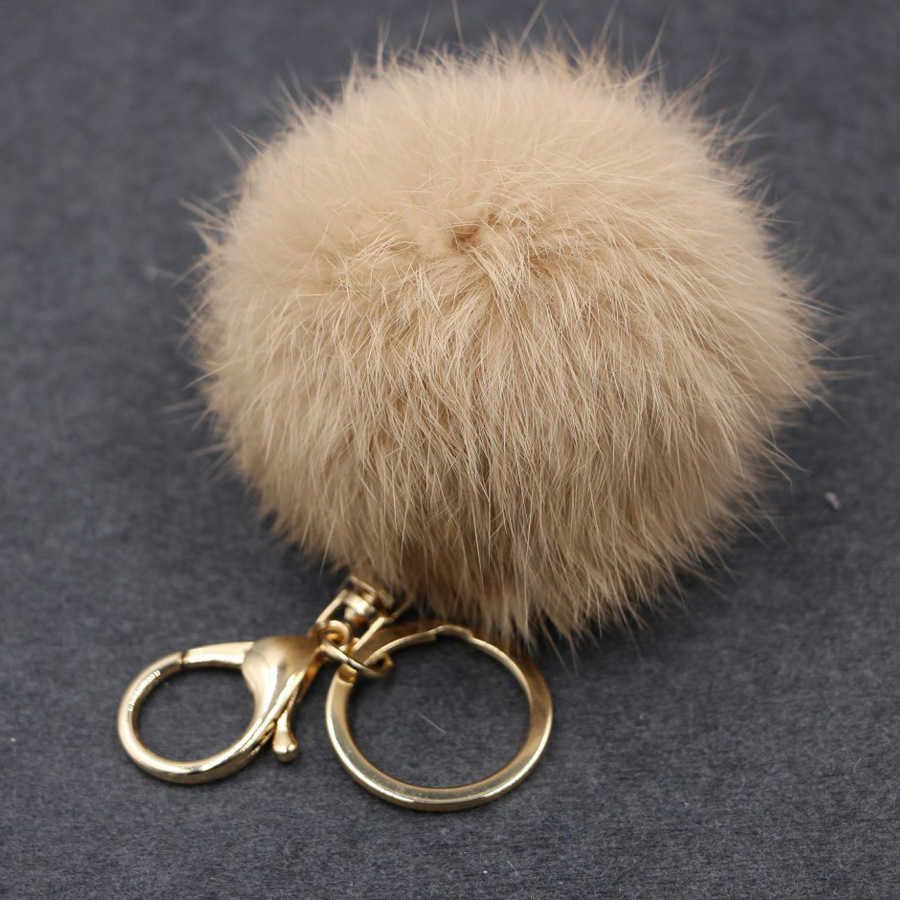 Khaki-8cm Genuine Rabbit Hair Gold Buc