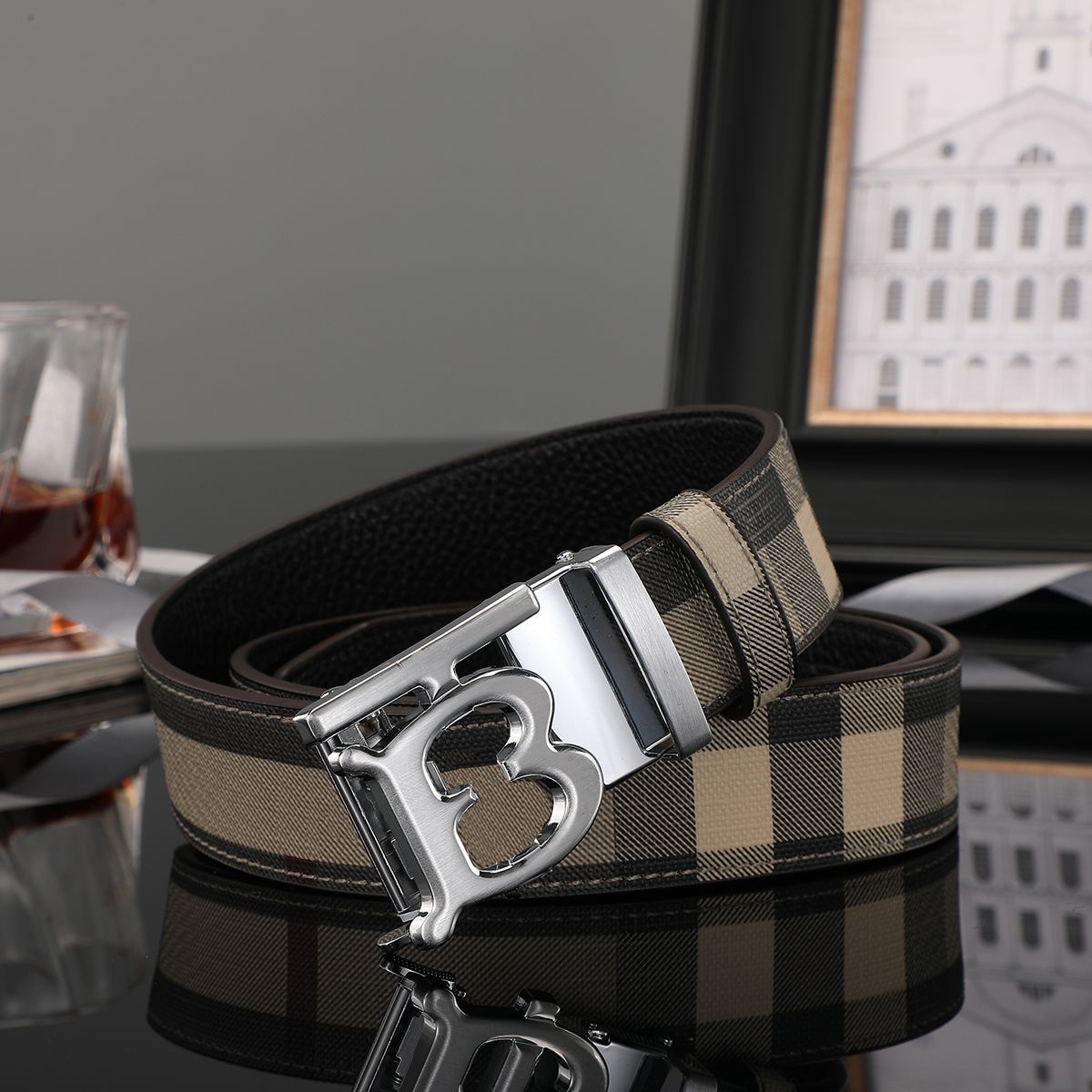 Designer Mens Belt With Automatic Stripe Letter Buckle Luxury Classic Gold  And Silver Black Buckles From Lululemens001, $9.33