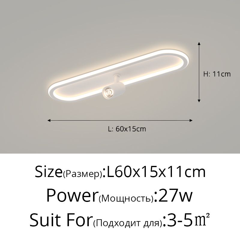 Белый L60x15 см 27 Вт теплый белый