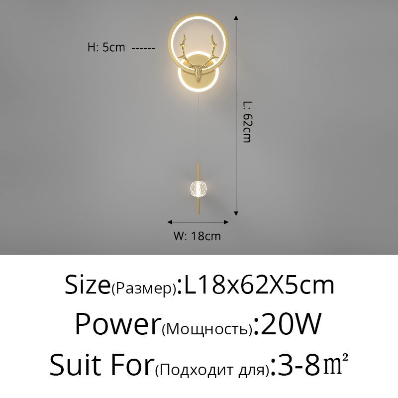 Золотое L18x62см 20 Вт теплый белый