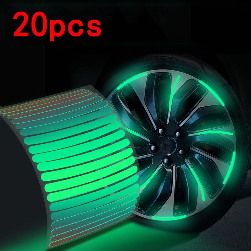 40/20pcs Car Wheel Reflective Stickers Tire Hub Safety Warning