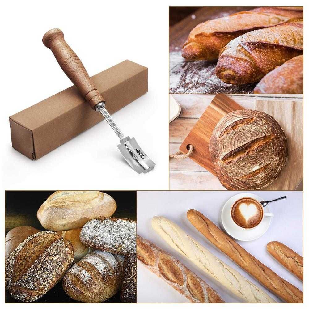 Bread Lame Tool - Dough Scorer with 5 Razor Blades and Leather Cover 