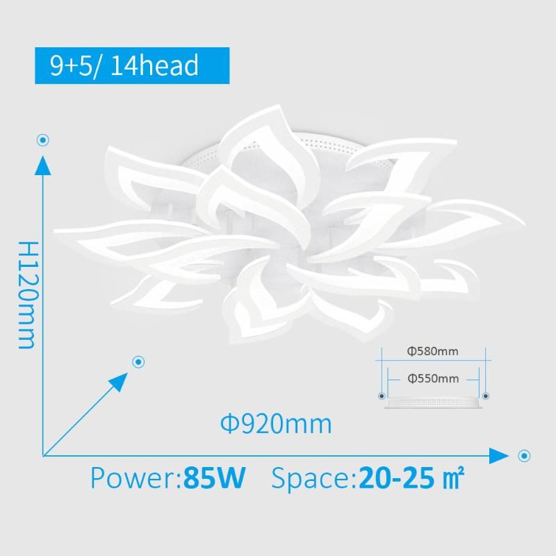 Branco 14 Pétalas App com RC Dimmable