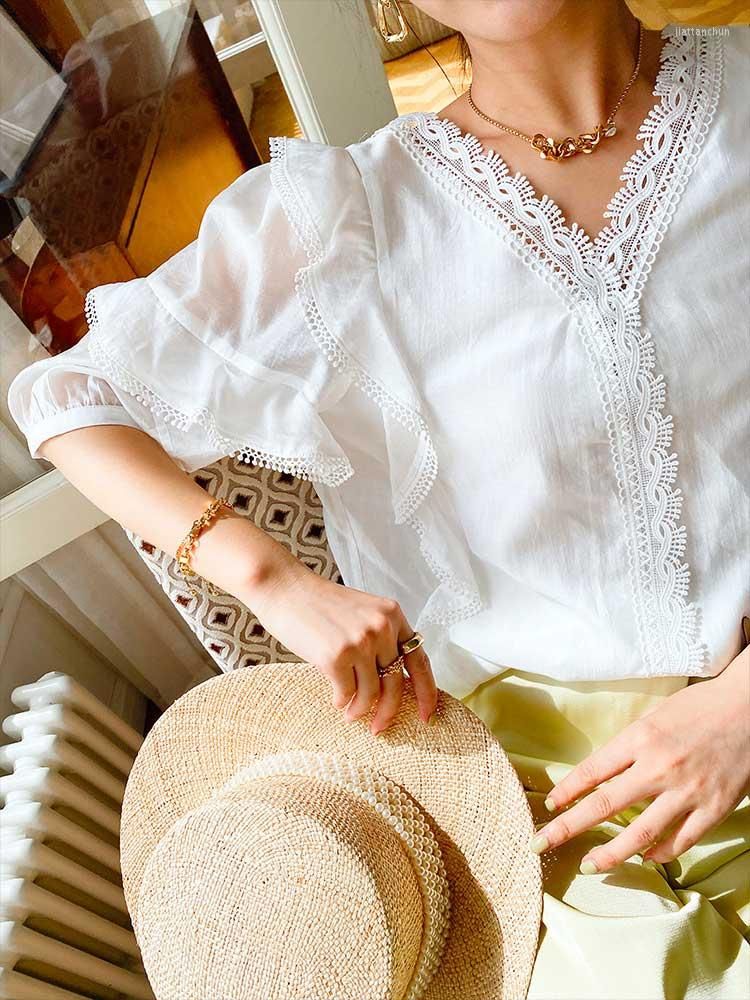 Blusas Para Mujeres Boho Inspirada Camisa De Lyocell Blanca Para Mujeres Con Algodón V De De Primavera De Primavera De Verano. De € | DHgate