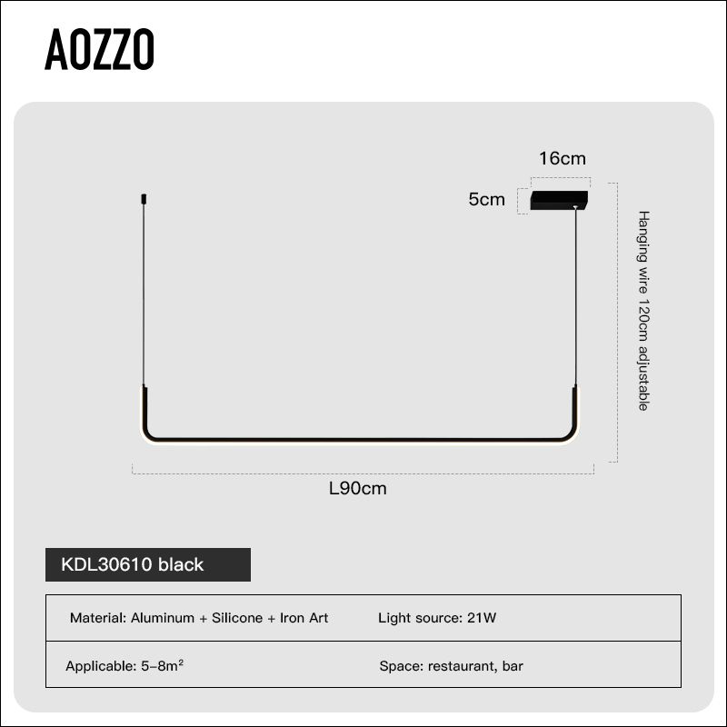 Zwart-90 cm wit licht