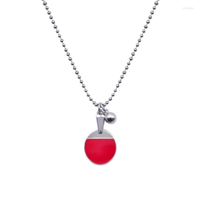 Chains Creative Table Tennis Racket Sports Pendant Stainless Steel Titanium Necklace_voghion.com