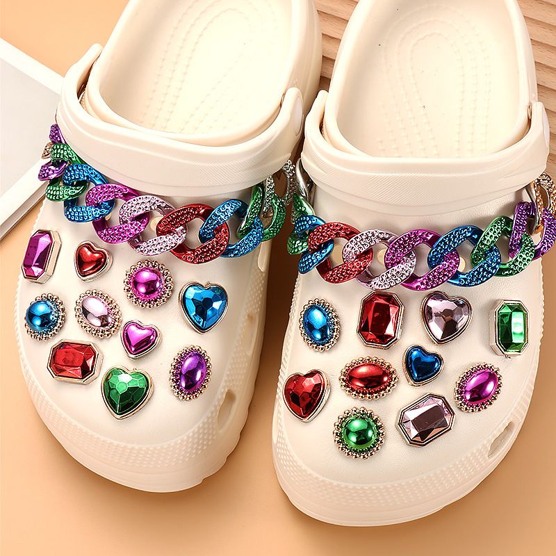 Design Jewelry Shoes Decorations Accessories Luxury Crystal Shoe Charm  Ornaments Croc Clog Buckle Fit Bracelets Women Party Gift
