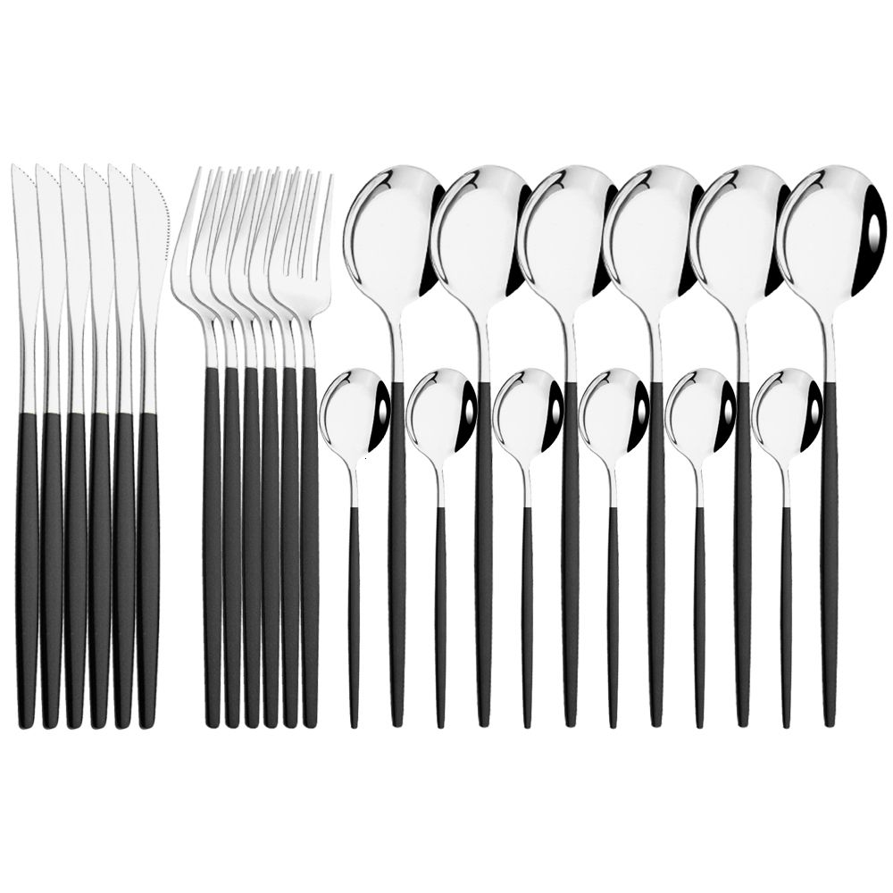 24pcs argent noir