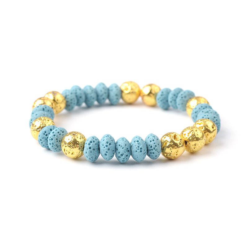 Blue1 perles d'or 19-20cm