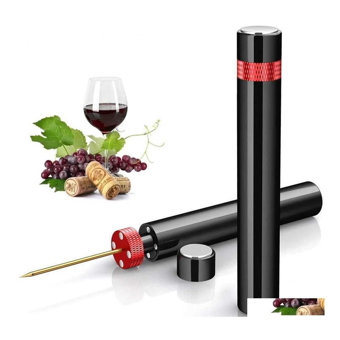 Ouvre-bouteille de vin en acier inoxydable, 1 pièce, pression d'air, type  broche, rouge, liège