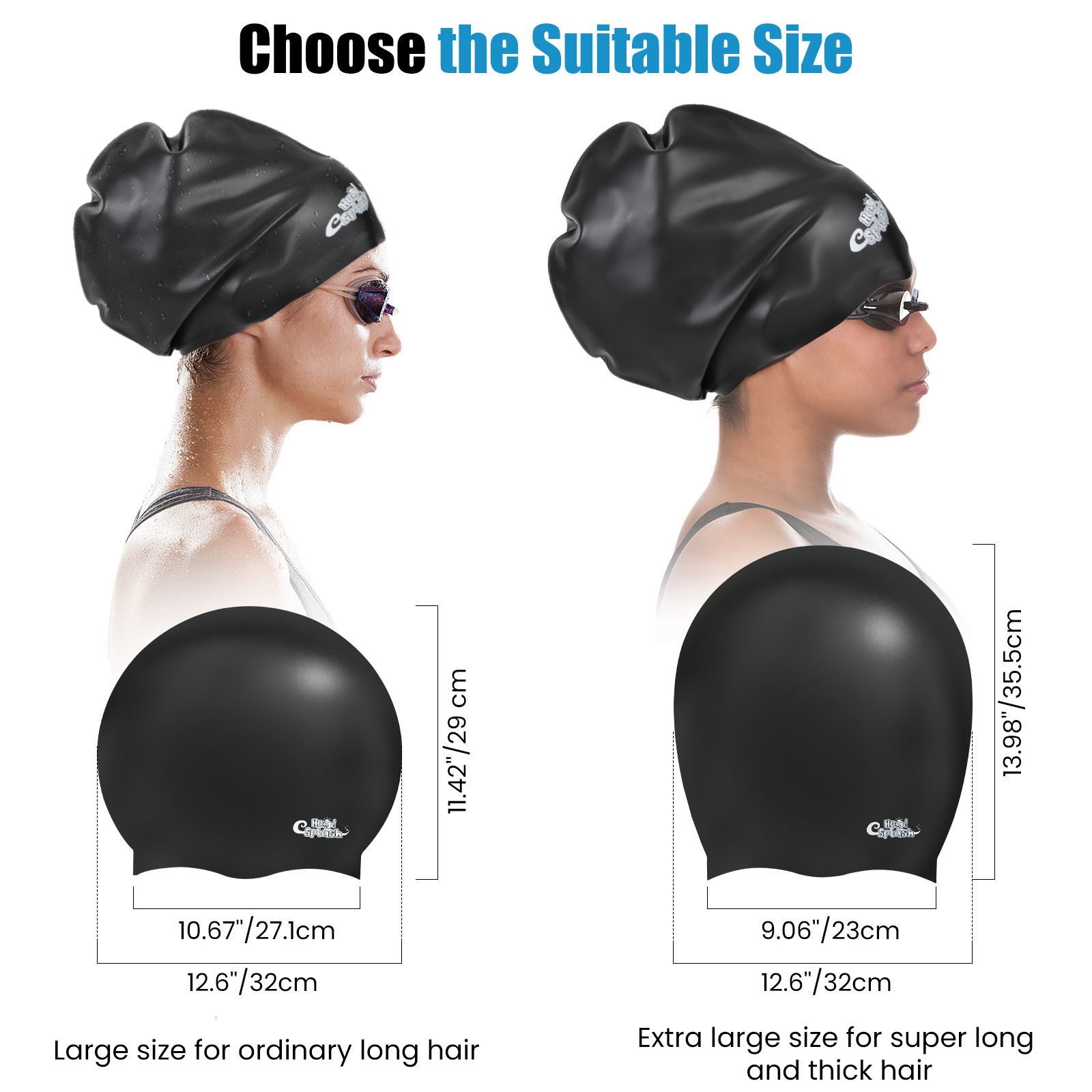 Silicone Swim Cap,Waterproof Swimming Cap with Silicone Nose Clip &  Earplugs Cover Ears