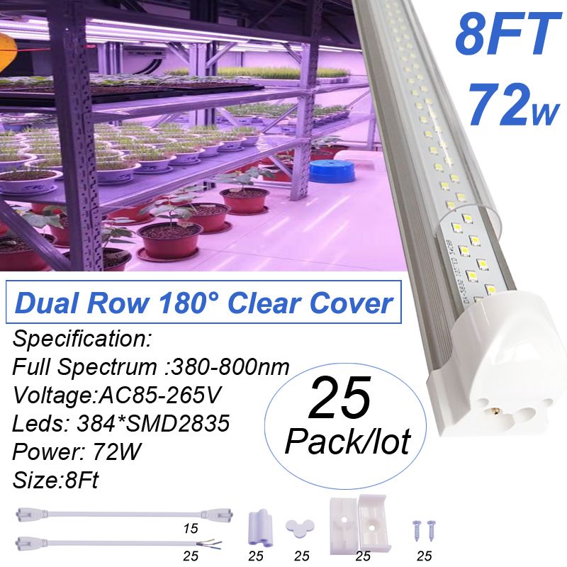 8ft 72W Dual Row 180 ° Clear Deckung