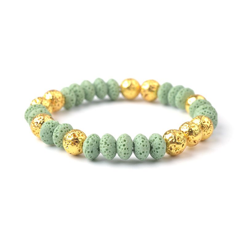 Vert1 perles d'or 19-20cm
