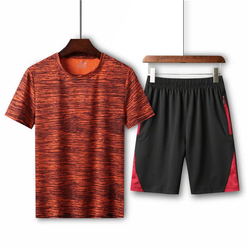 orange t+black red pants