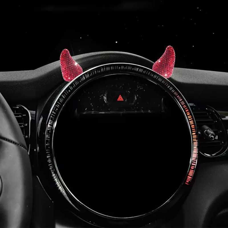 New Bling Car Air Outlet Direction Devil Horns Cute Diamond Red