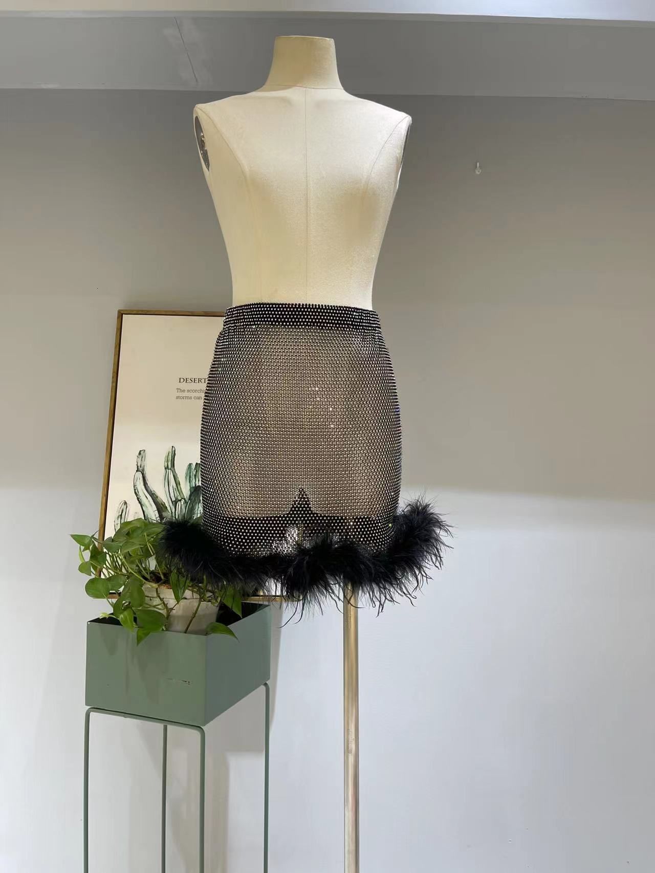 black skirt feather