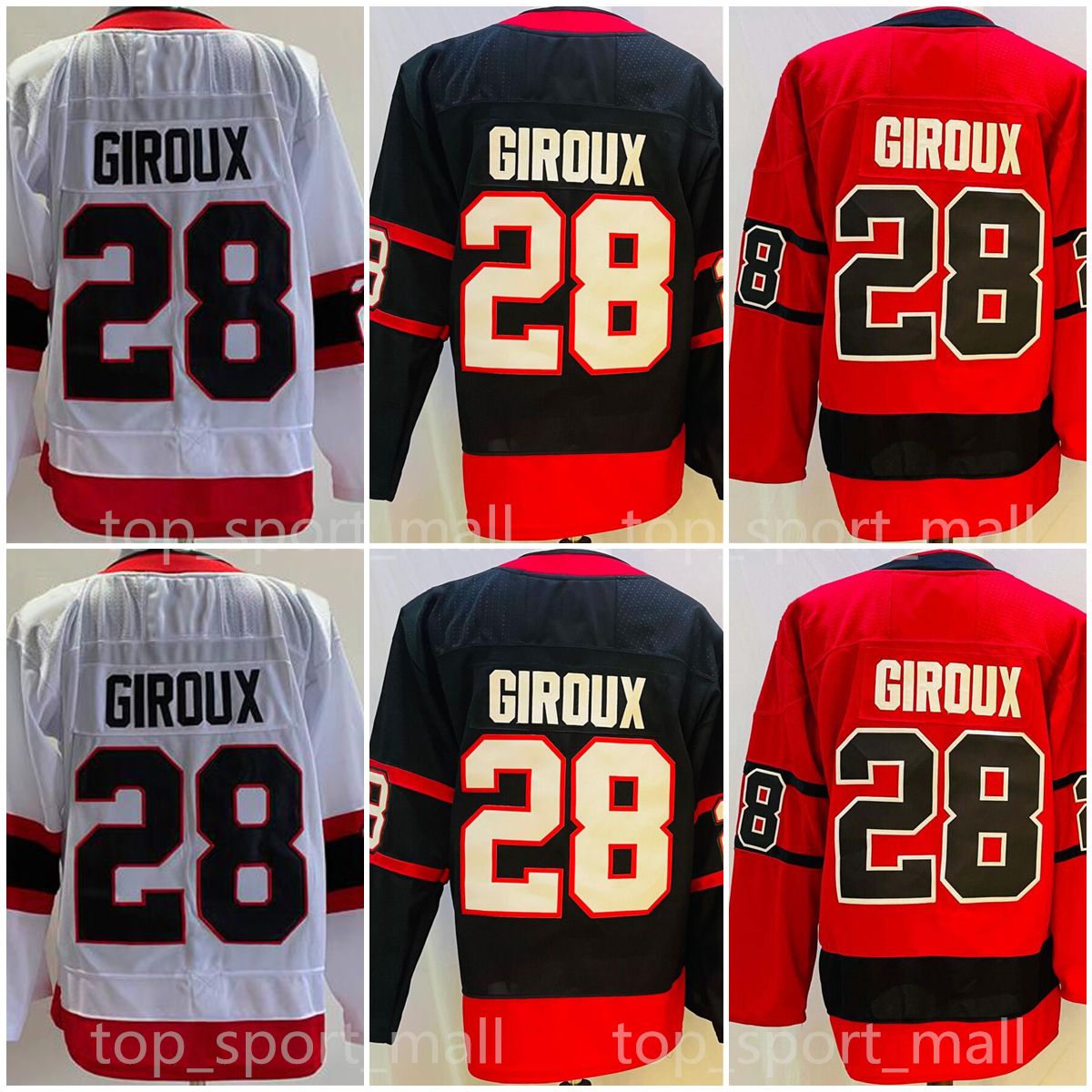 Ottawa Senators 28 Claude Giroux Black Reverse Retro Ice Hockey