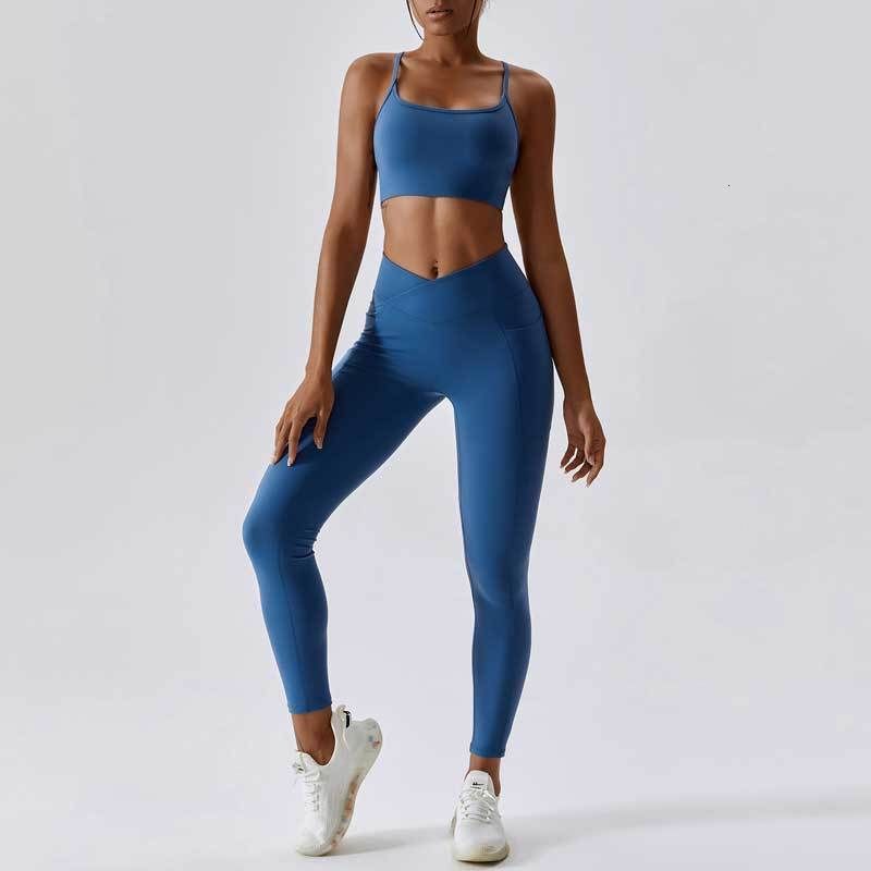 ensemble de yoga bleu