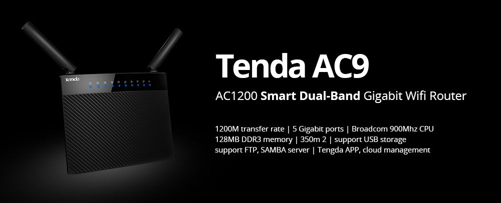 Best Buy: Tenda AC1200 Dual-Band Wi-Fi Router Black AC9