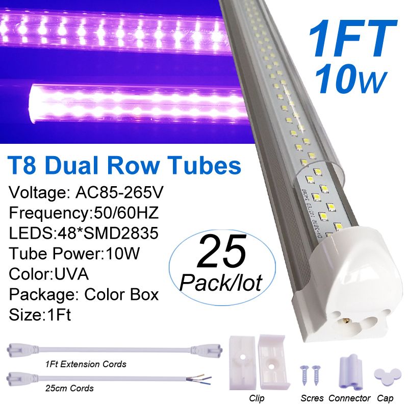 1ft 10w Dual Row T8 395nm-405nm Uva