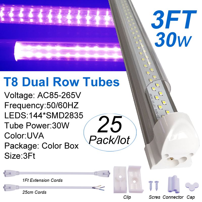 3ft 30W Dual Row T8 395nm-405nm UVA