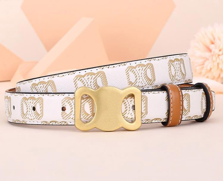 Gold buckle+white pattern